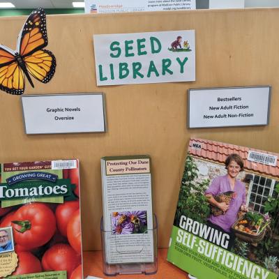 Seed Library Book Display at Meadowridge Library