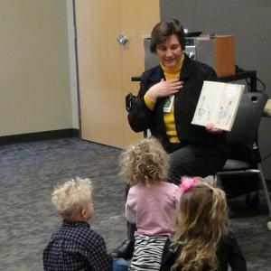 Librarian Karen Lucas conducts preschool storytime at the Sequoya Library