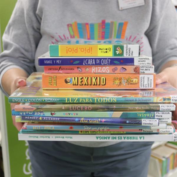 Pile of Spanish language books