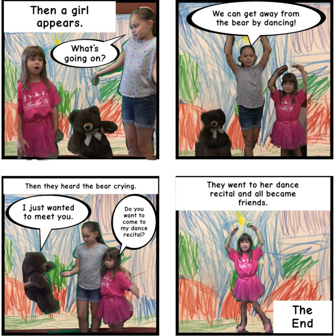 A comic about a bear made by two girls in the library