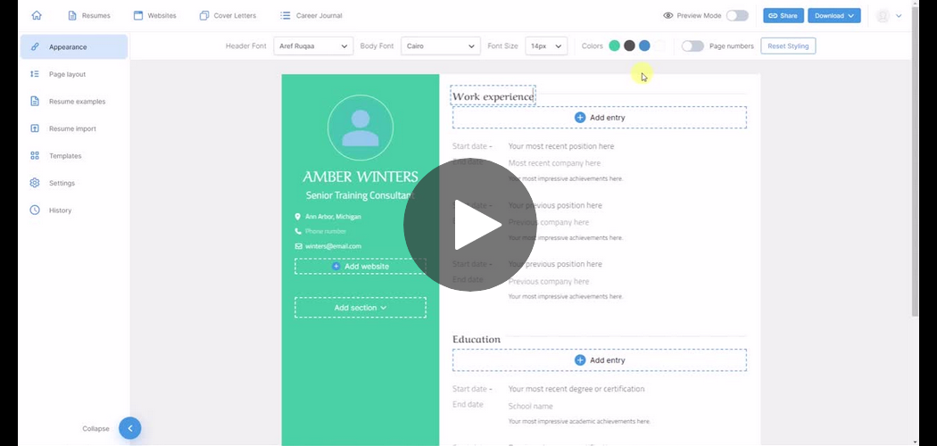 Video: Build a resume