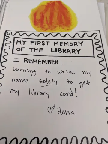 My First Library Memory 150th Anniversary Testimonial Response Library Card Name Writing