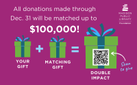 All donations made through December 31 will be matched up to $100,000