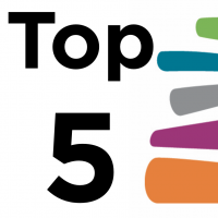 the words top five and half the madison public library logo